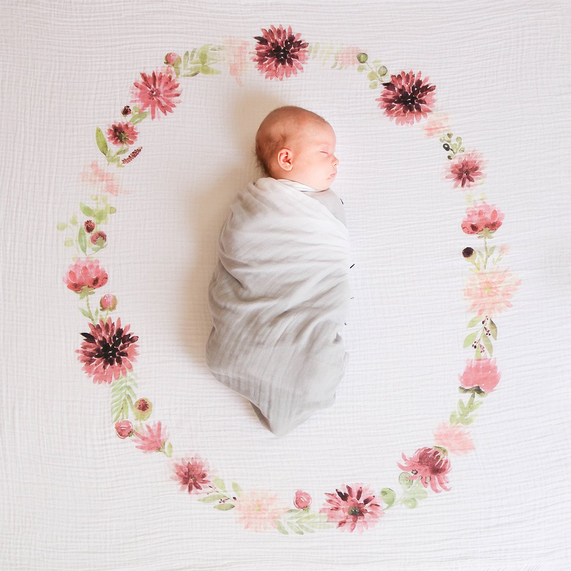 Dahlia Blooms - Organic Swaddle Blanket