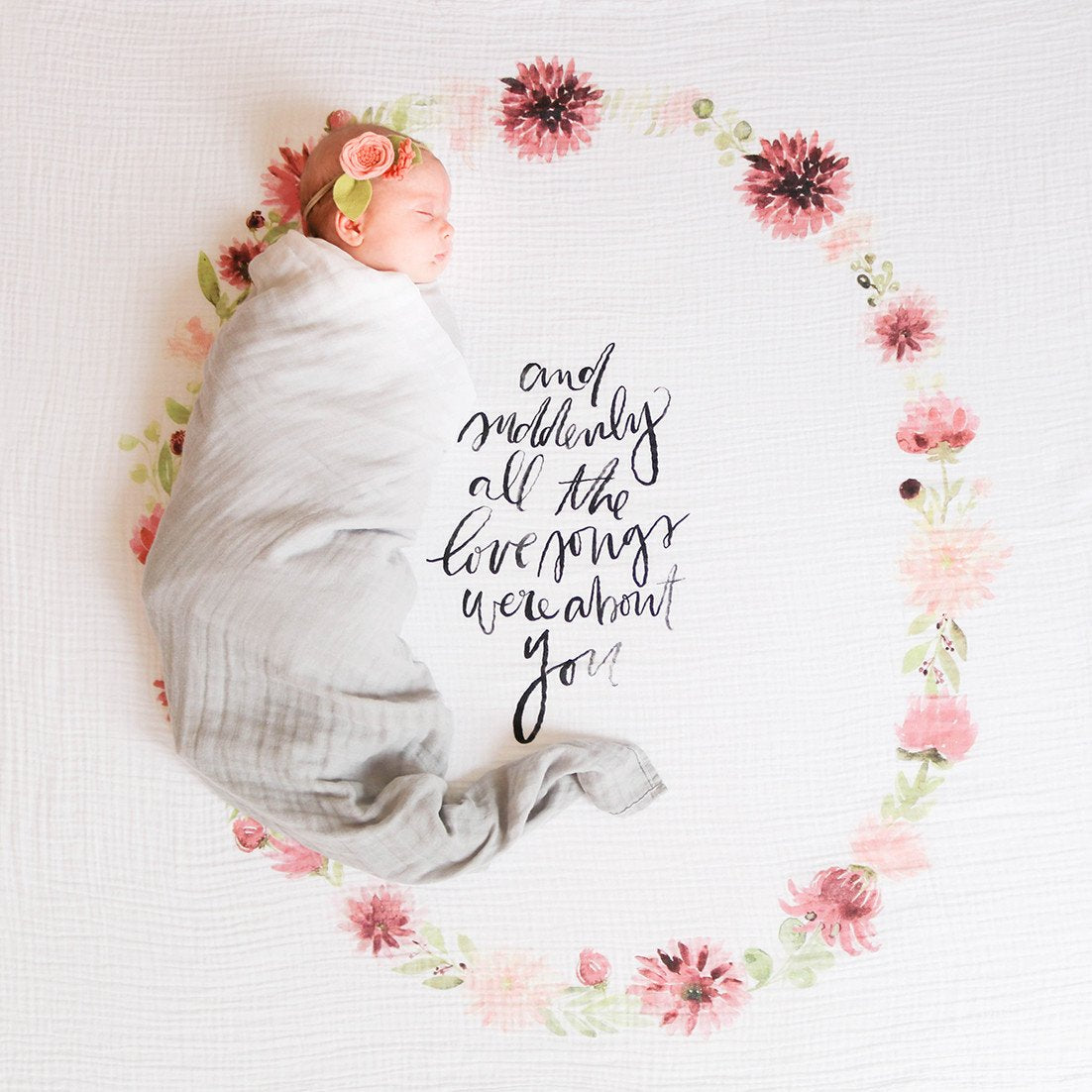 Dahlia Blooms - Organic Swaddle Blanket