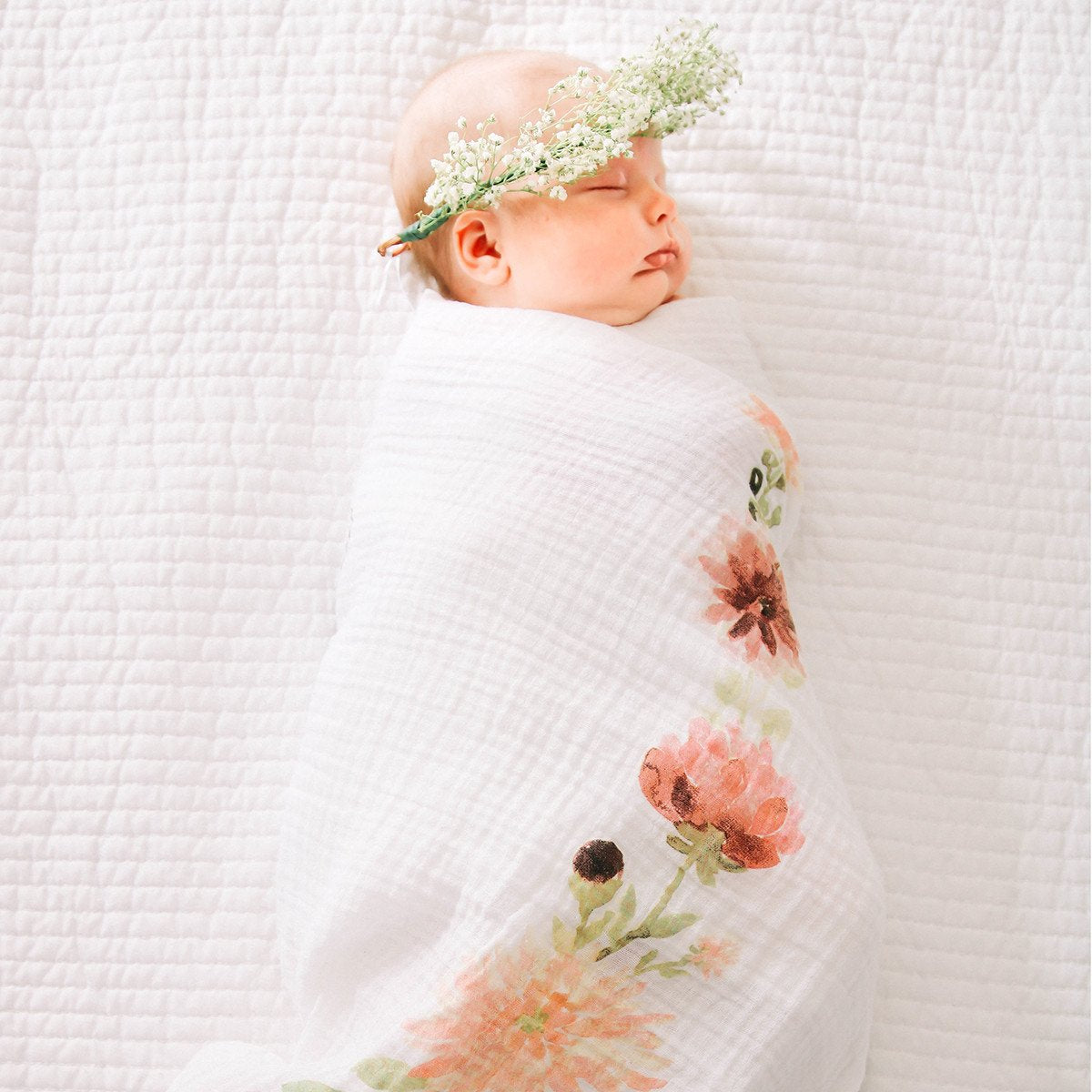 Dahlia Blooms - Organic Swaddle Blanket