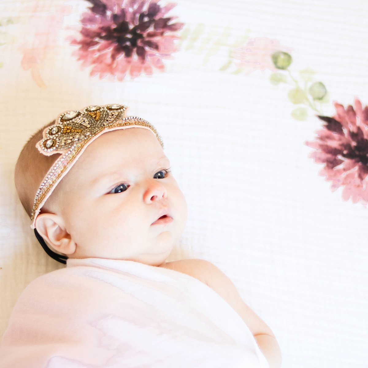 Dahlia Blooms - Organic Swaddle Blanket