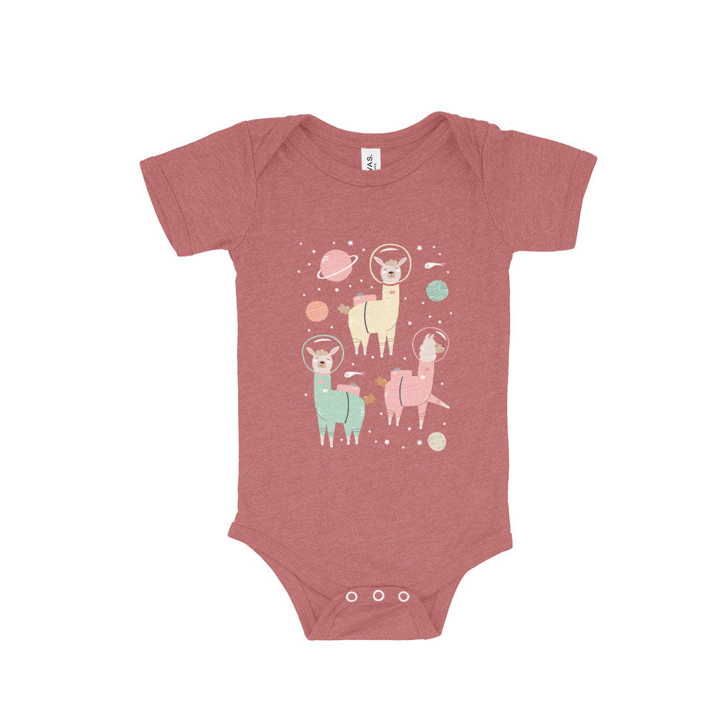 Astronaut Llamas Baby Triblend One-Piece