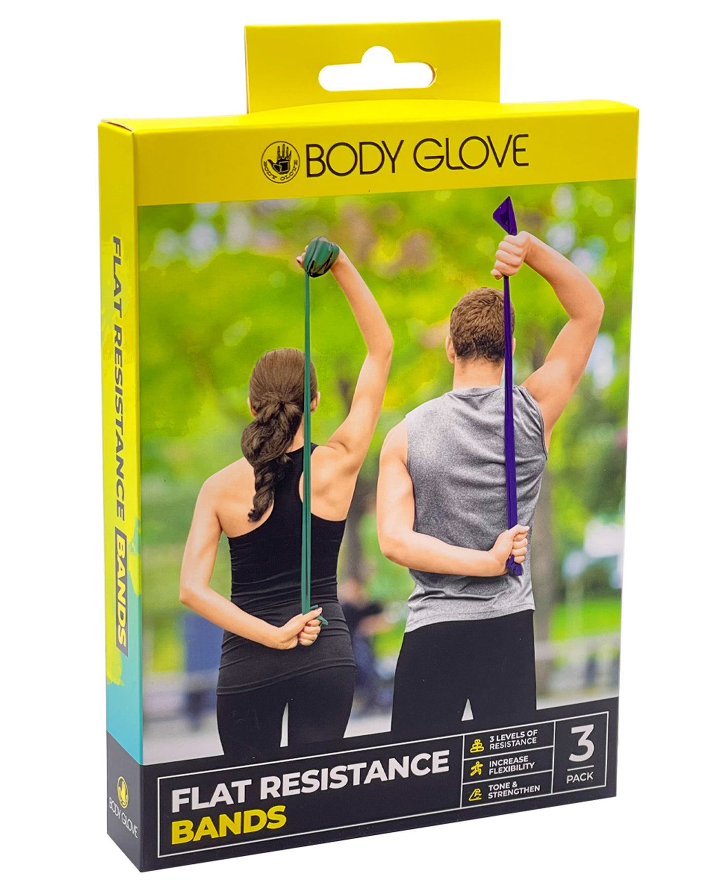 Body Glove 3 Pack Flat Resistance Bands For Upper and Lower Body