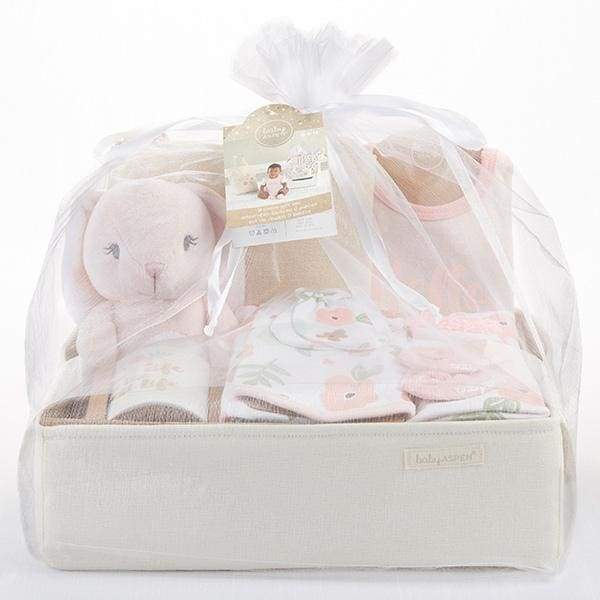 Fancy Floral 9-Piece Baby Gift Basket (Personalization Available)